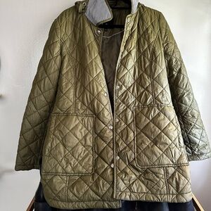 Sam Edelman Olive Green/Olive Quilted Women's Rain Jacket